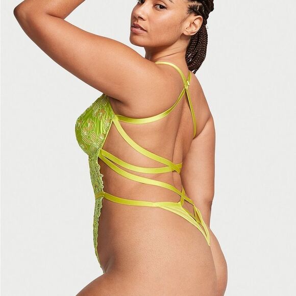 Victoria’s Secret VS Tease Floral‎ Embroidery Unlined Crotchless Teddy size XL - Picture 3 of 6